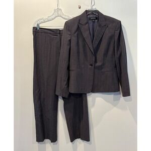 Kasper Women's Pant Suit Charcoal Pinstripe Blazer Pants Career Set Size 12